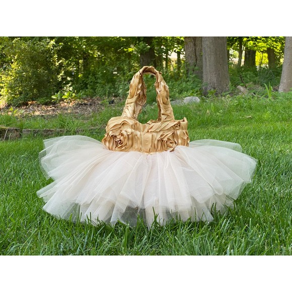 Princess Tote, Bridesmaid Bag, Bridal Tote Bag, Tote Bag, Gold Flower Girl Tote - Picture 1 of 3